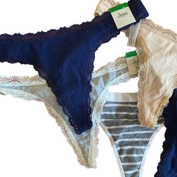 NEW JENNI INTIMATES Pantie Bundle of 5 Thongs Size Large Lace Trim Intimates - Picture 2 of 4